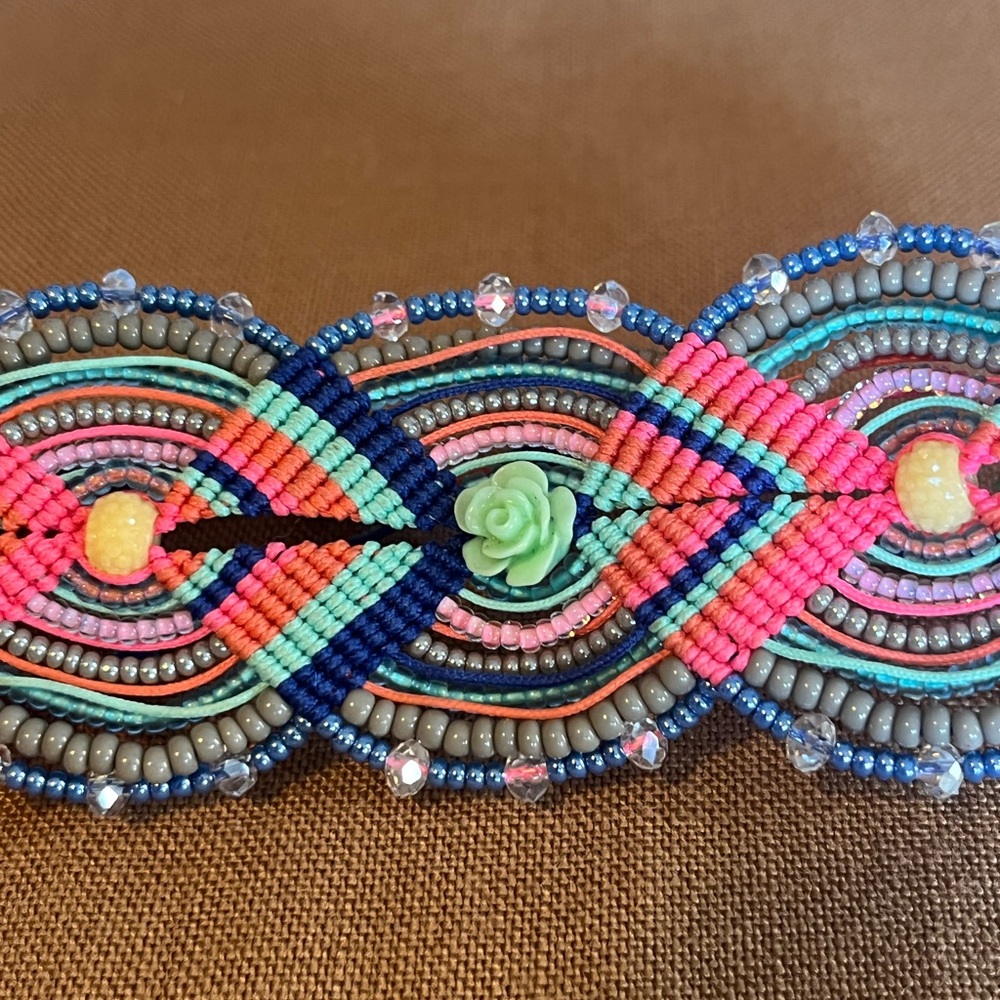 Handcrafted Macrame Style Drawstring Adjustable Bracelet - Picture 3 of 7